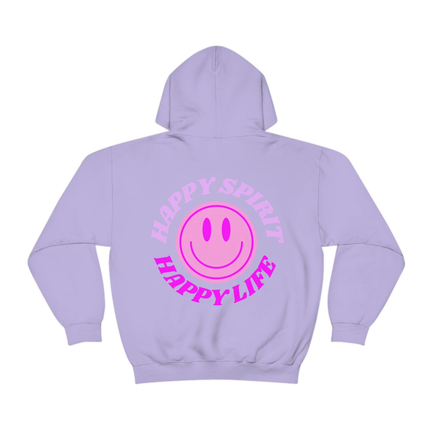 Happy Spirit Happy Life Hoodie Gildan VSCO Girl Sweatshirt, Oversized Tumblr Front Back Print Smile Happy Mind Trendy Retro Font Cover Up