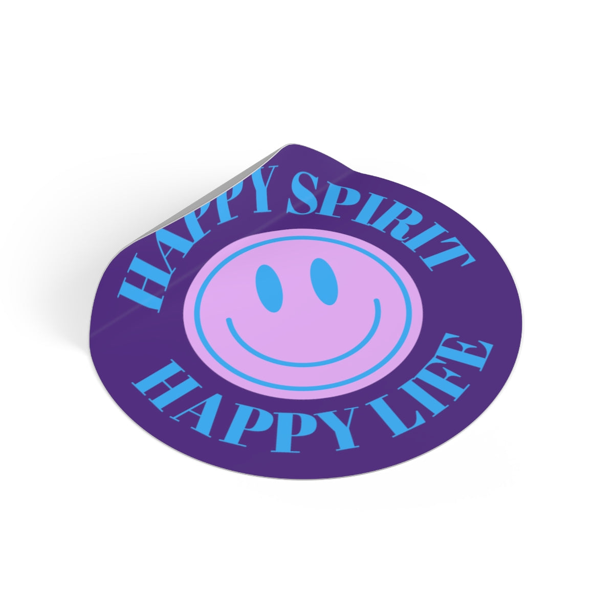 Happy Spirit Happy Life Round Vinyl Stickers, UV Smiley Stickers, Smile Sticker, Tumblr Retro Smile, VSCO Girl, Computer, Skateboard