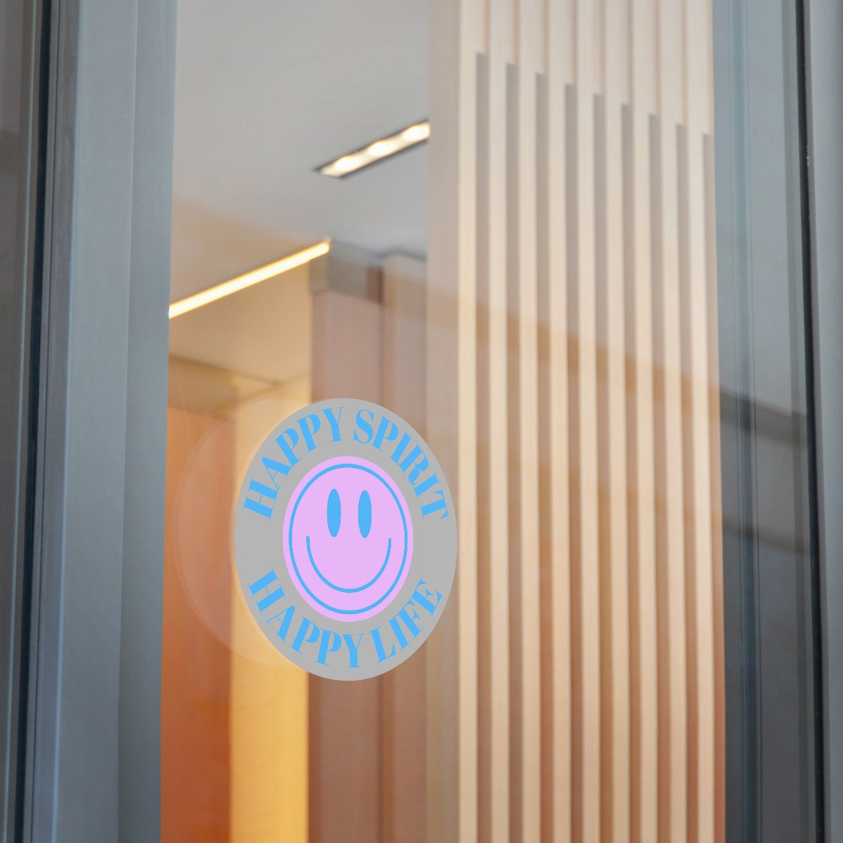 Happy Spirit Happy Life Round Vinyl Stickers, UV Smiley Stickers, Smile Sticker, Tumblr Retro Smile, VSCO Girl, Computer, Skateboard