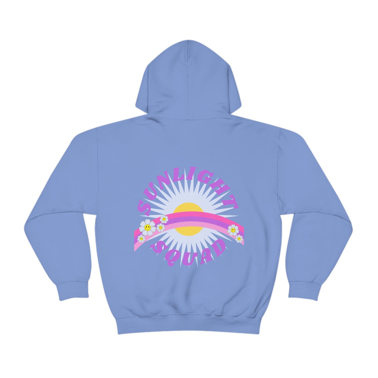 Retro Smile Flower Pink Purple Lavender Lilac Hoodie, Sunlight Squad Sweatshirt, Back Graphic Hoodie, VSCO Girl Oversized Trendy Tumblr Top