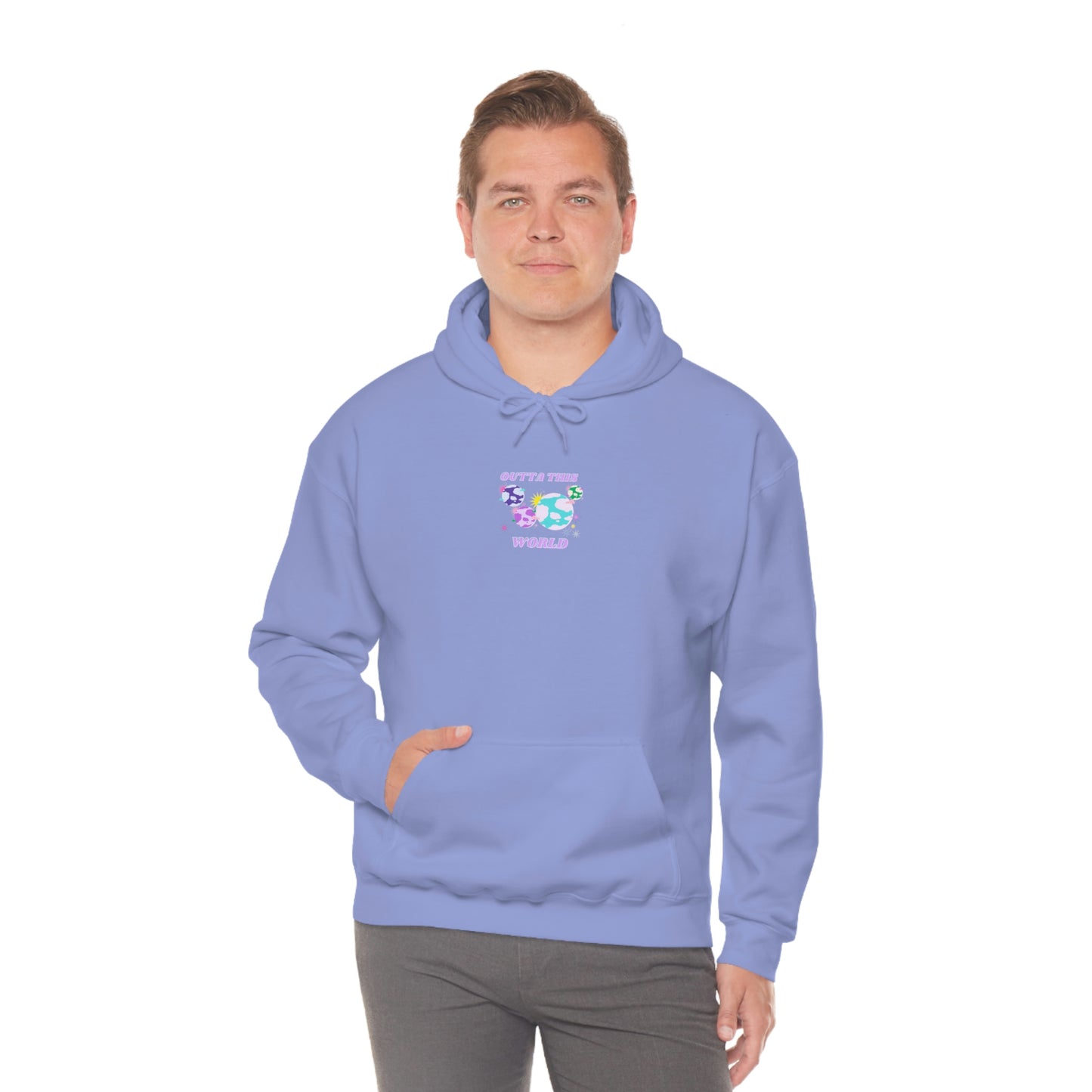 Retro Outta This World Lilac Orchid Lavender Graphic Hoodie, VSCO Girl Sweatshirt, Tumblr Hoodie, Oversized Trendy Back Print Top Rare Color