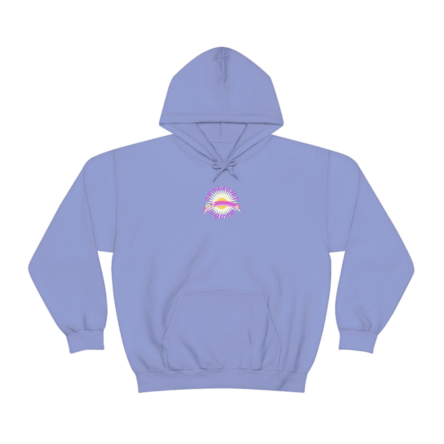 Retro Smile Flower Pink Purple Lavender Lilac Hoodie, Sunlight Squad Sweatshirt, Back Graphic Hoodie, VSCO Girl Oversized Trendy Tumblr Top
