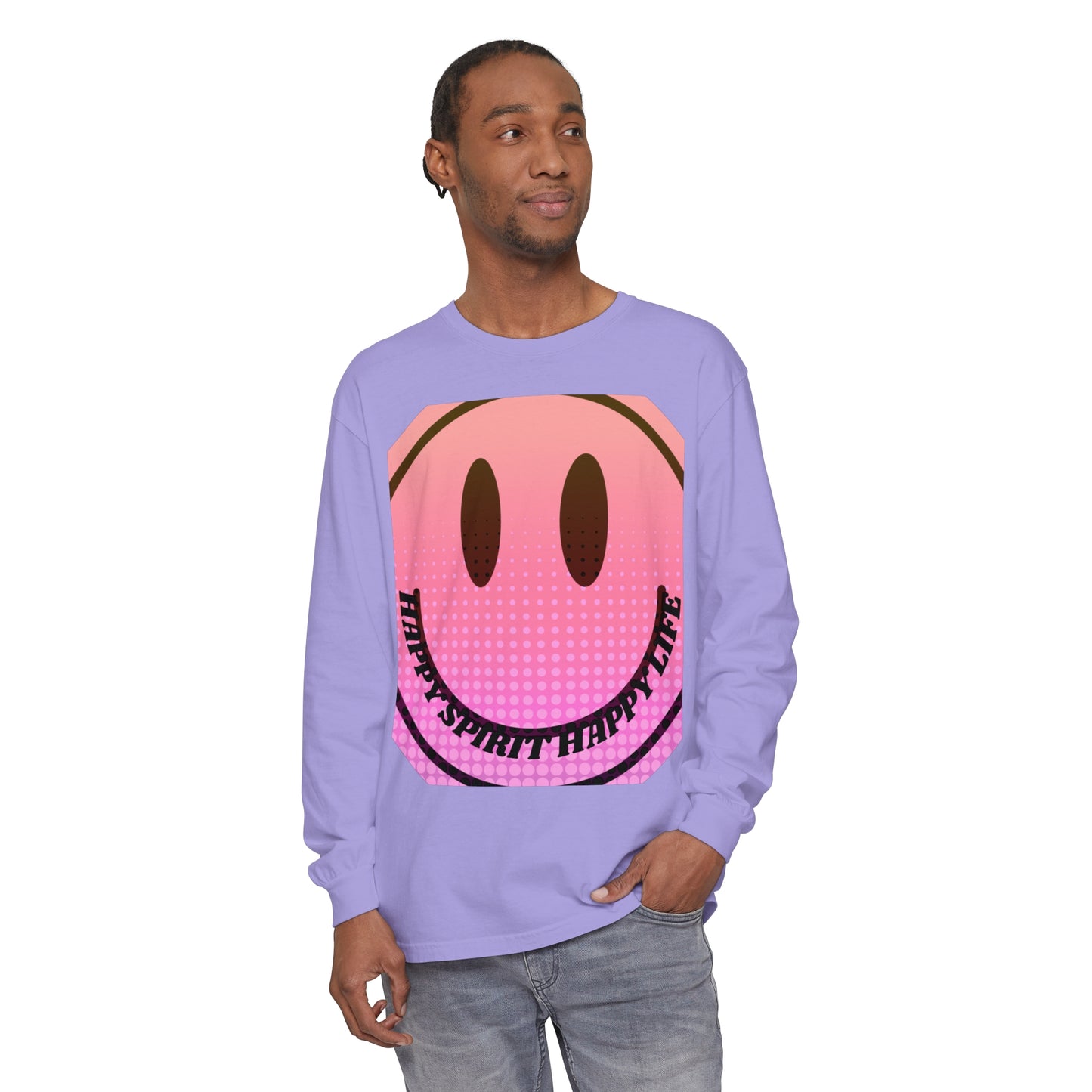 Aesthetic Long Sleeve Shirt, Smile Face Y2K Retro Shirt, 80's Style Smile Graphic, Comfort Colors Unisex Garment-dyed Long Sleeve T-Shirt