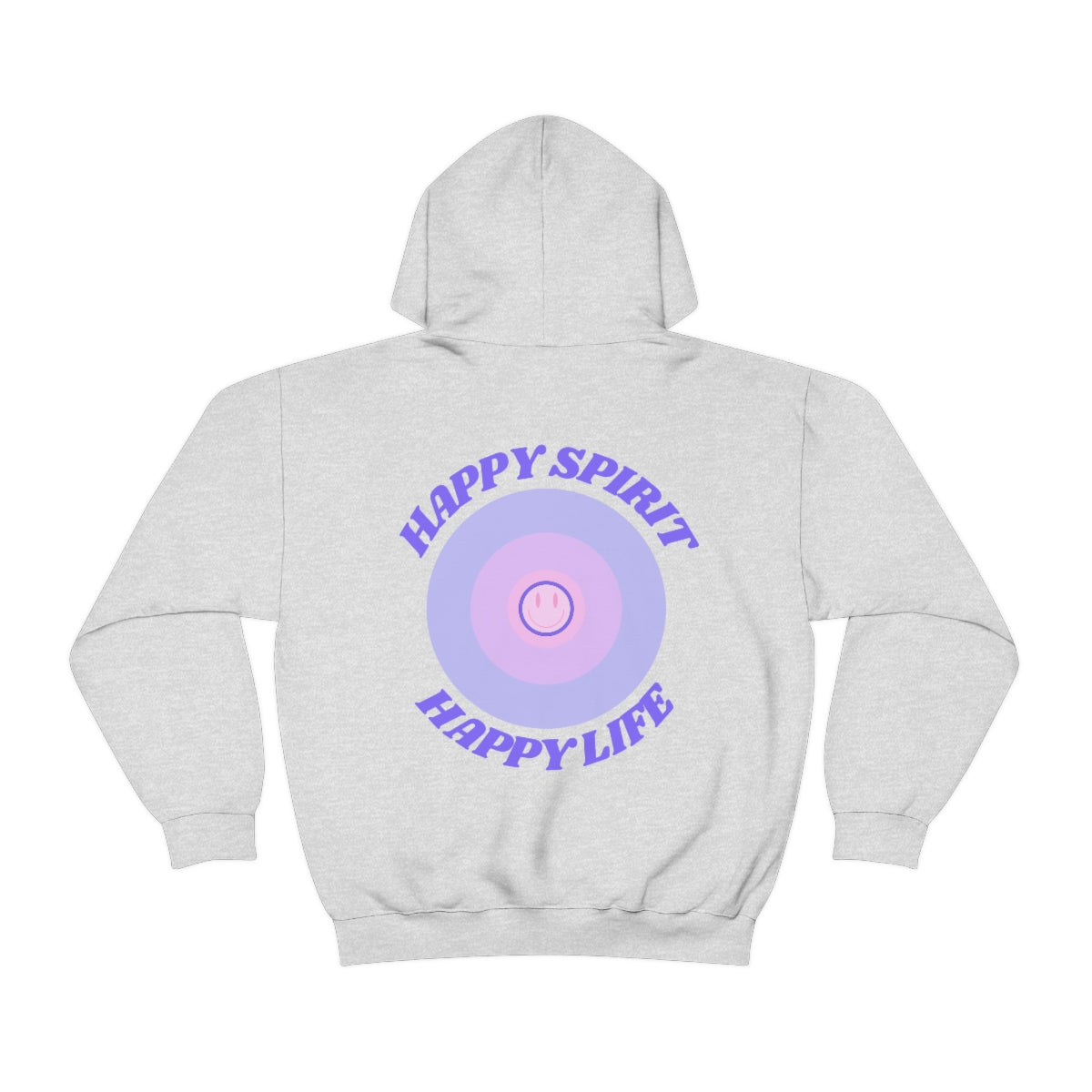 Retro Happy Spirit Happy Life Lavender Lilac Pink Smile Graphic Hoodie, VSCO Girl Sweatshirt, Tumblr Hoodie, Oversized Trendy Back Print Top