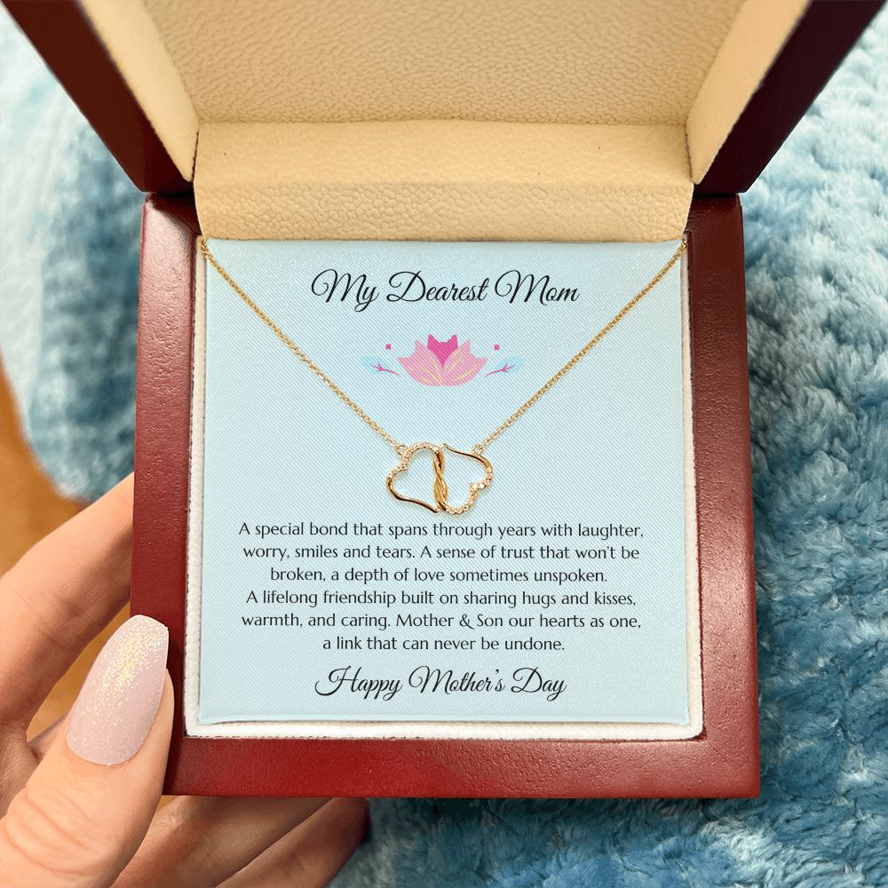 Mother's Day Gift, Mom Gift, Mother Gift, Mom Diamond Necklace, Mom Poem With Gold & Diamond Infinity Hearts Necklace, Son Gift to Mom