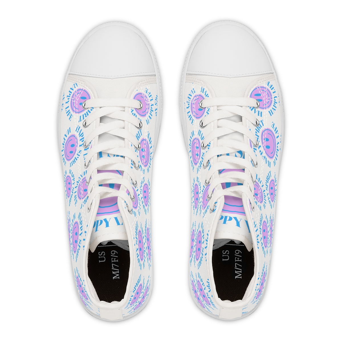 Happy Spirit Happy Life Purple Smile High Top Sneakers, Smile Canvas Shoes for Women, Vsco Girl Shoes, Tumblr Shoes, Lavender Smile Shoes