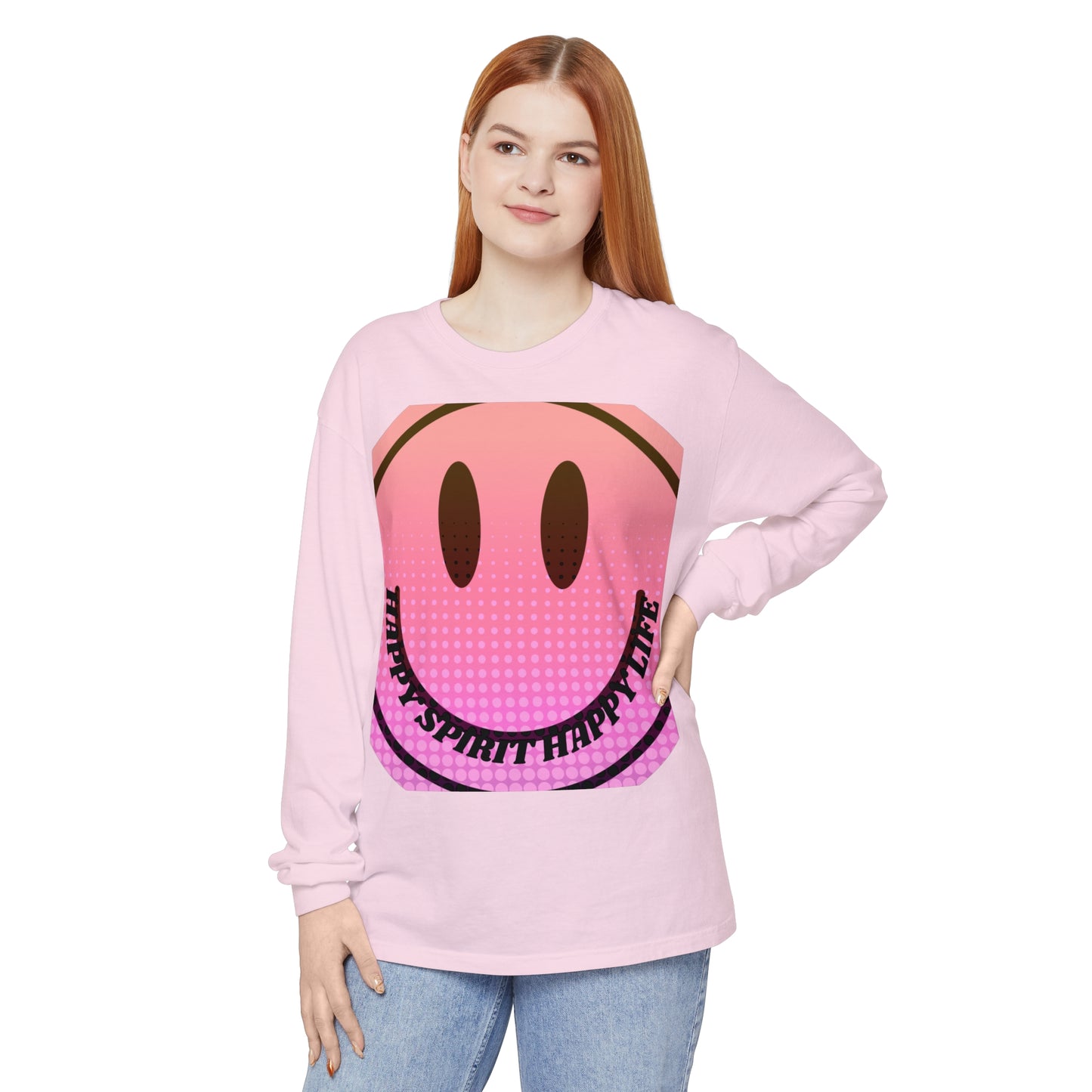Aesthetic Long Sleeve Shirt, Smile Face Y2K Retro Shirt, 80's Style Smile Graphic, Comfort Colors Unisex Garment-dyed Long Sleeve T-Shirt