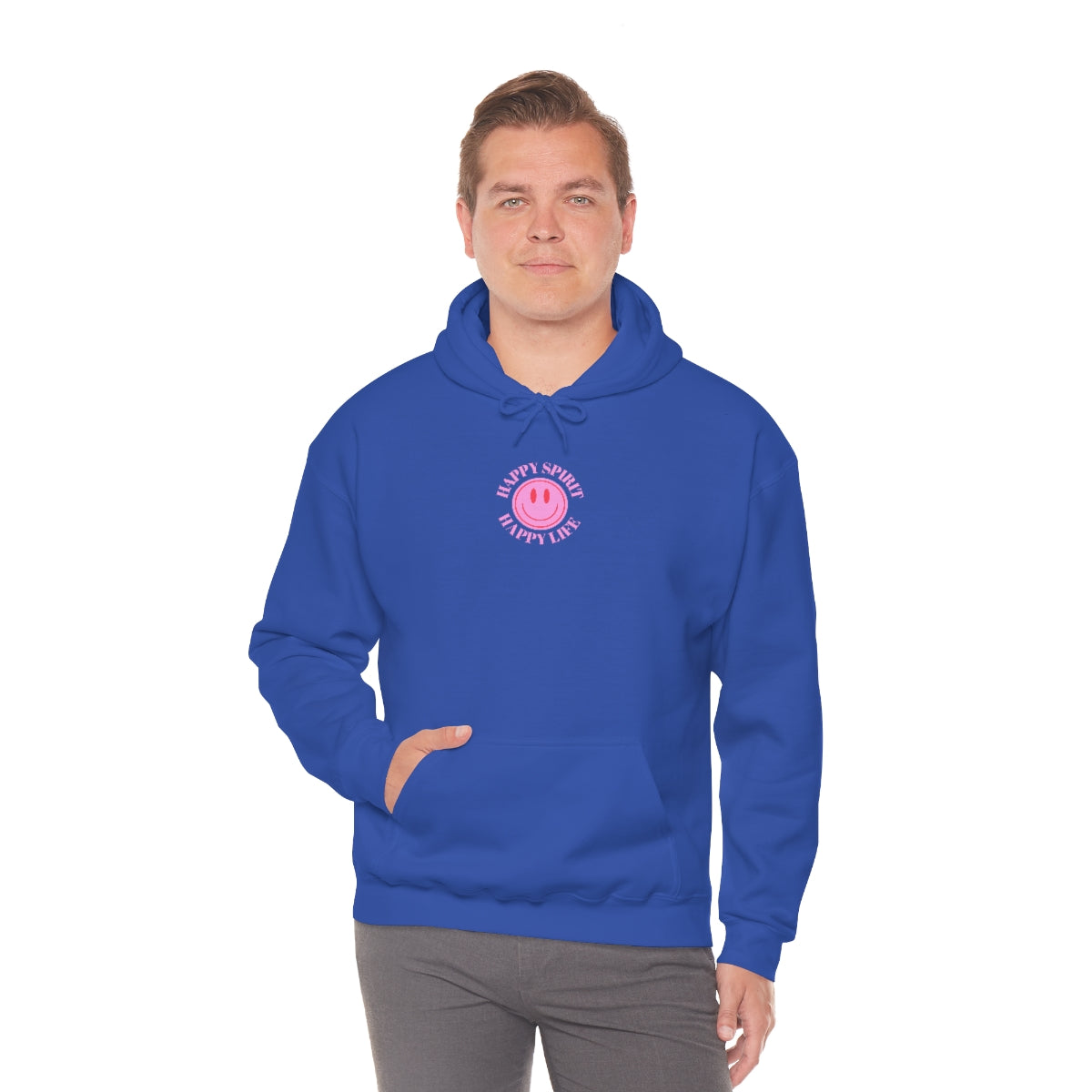 Happy Spirit Happy Life Sweatshirt, Pink Smile Lilac Hoodie, Oversized Hoodie, Front Back Print Trendy Sweatshirt, Beach Cover Up, Cover Up
