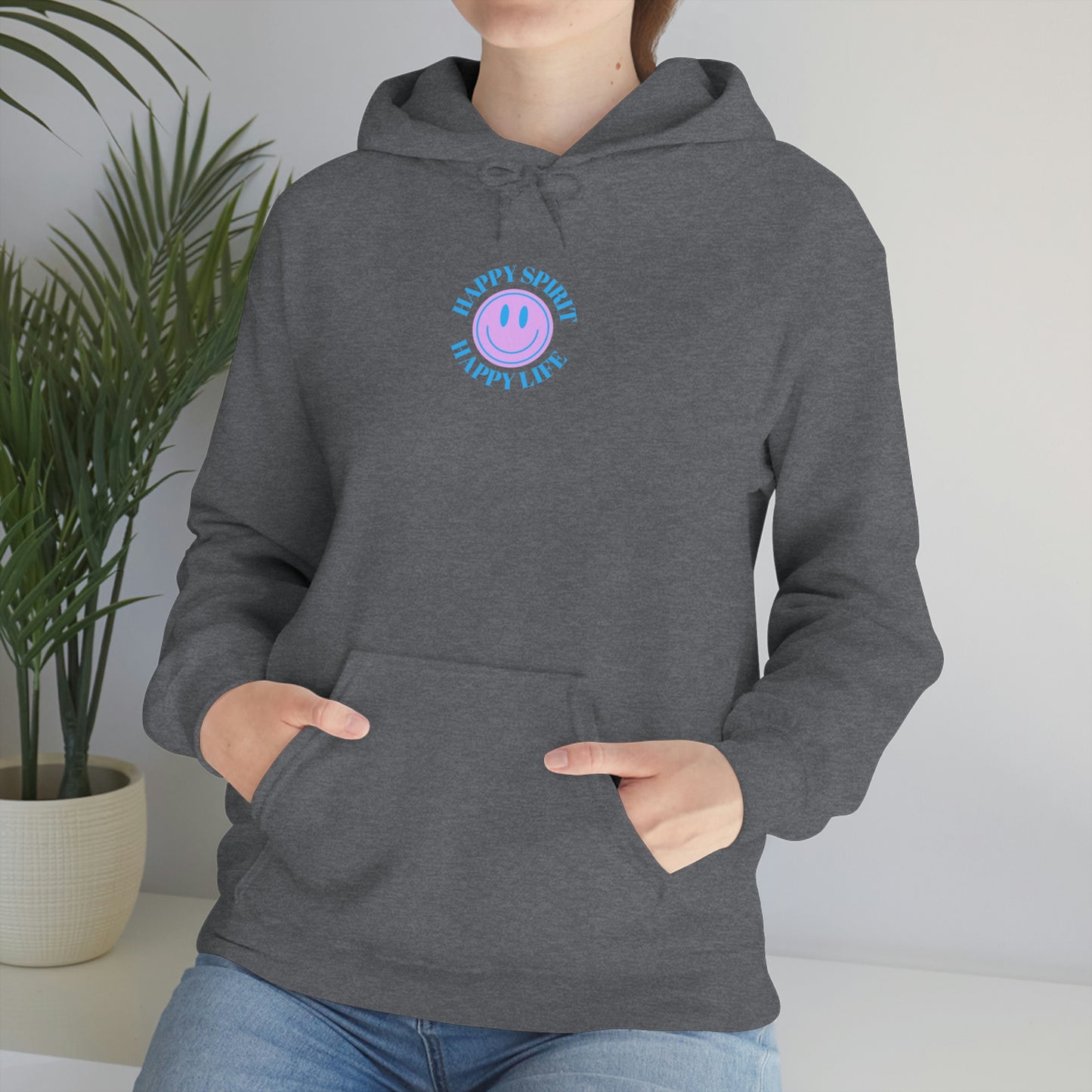 Happy Spirit Happy Life Sweatshirt, Gildan 18500 Hoodie, Oversized Hoodie, Front Back Print Trendy Sweatshirt, Beach Cover Up, Lake Cover