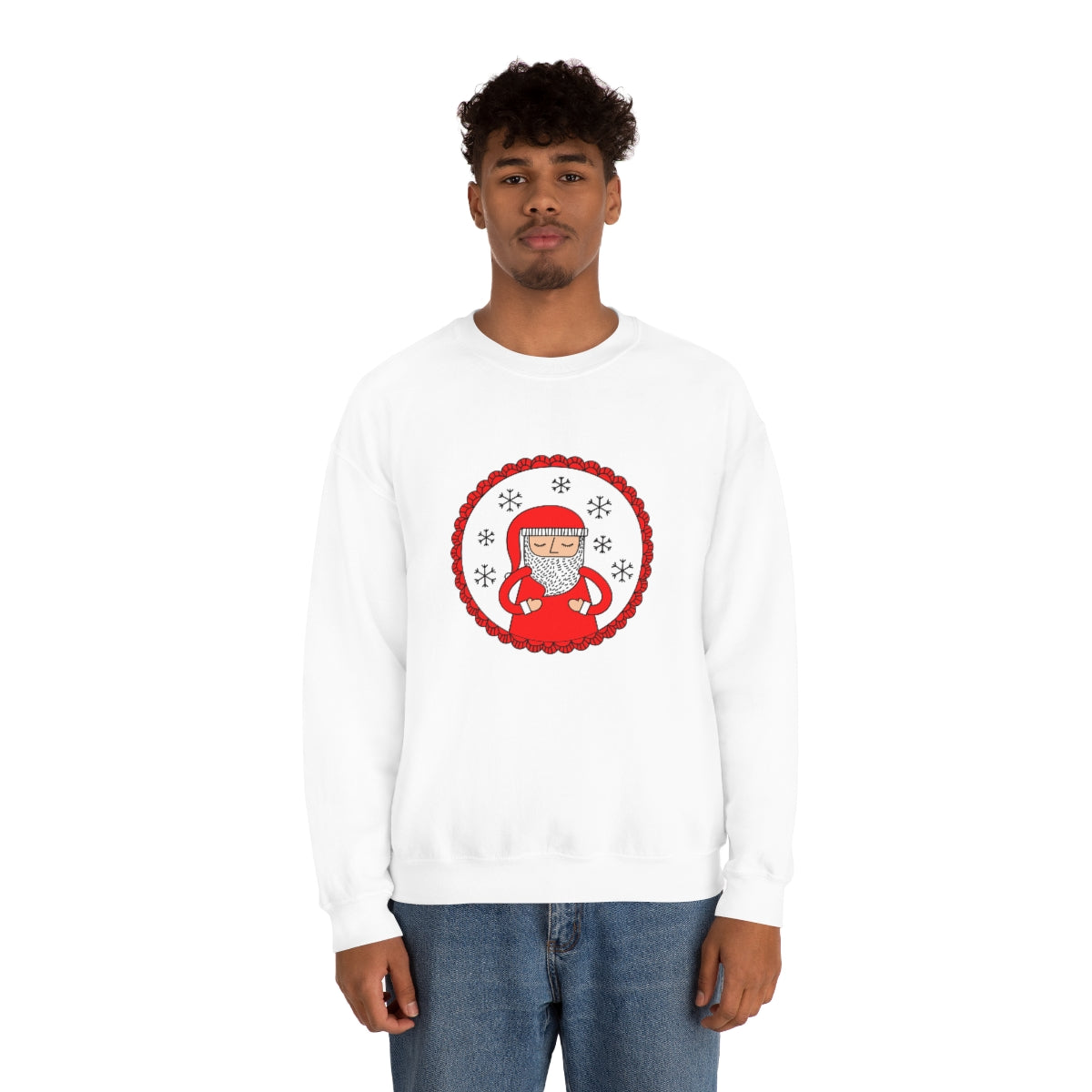 Minimalist Santa Claus Sweatshirt, Santa Sweatshirt, Trendy Noel Minimalist Christmas Sweatshirt, Xmas Santa Crewneck Top, Red Holiday Top