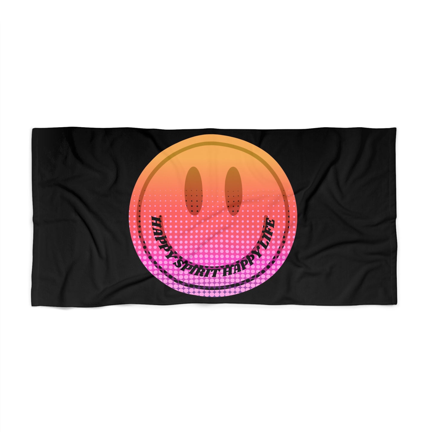 Aesthetic Smile Beach Towel, Happy Spirit Happy Life Towel, Sunset Smile Towel, Trendy Neon Ombre Towel, Summer Towel, Mental Health