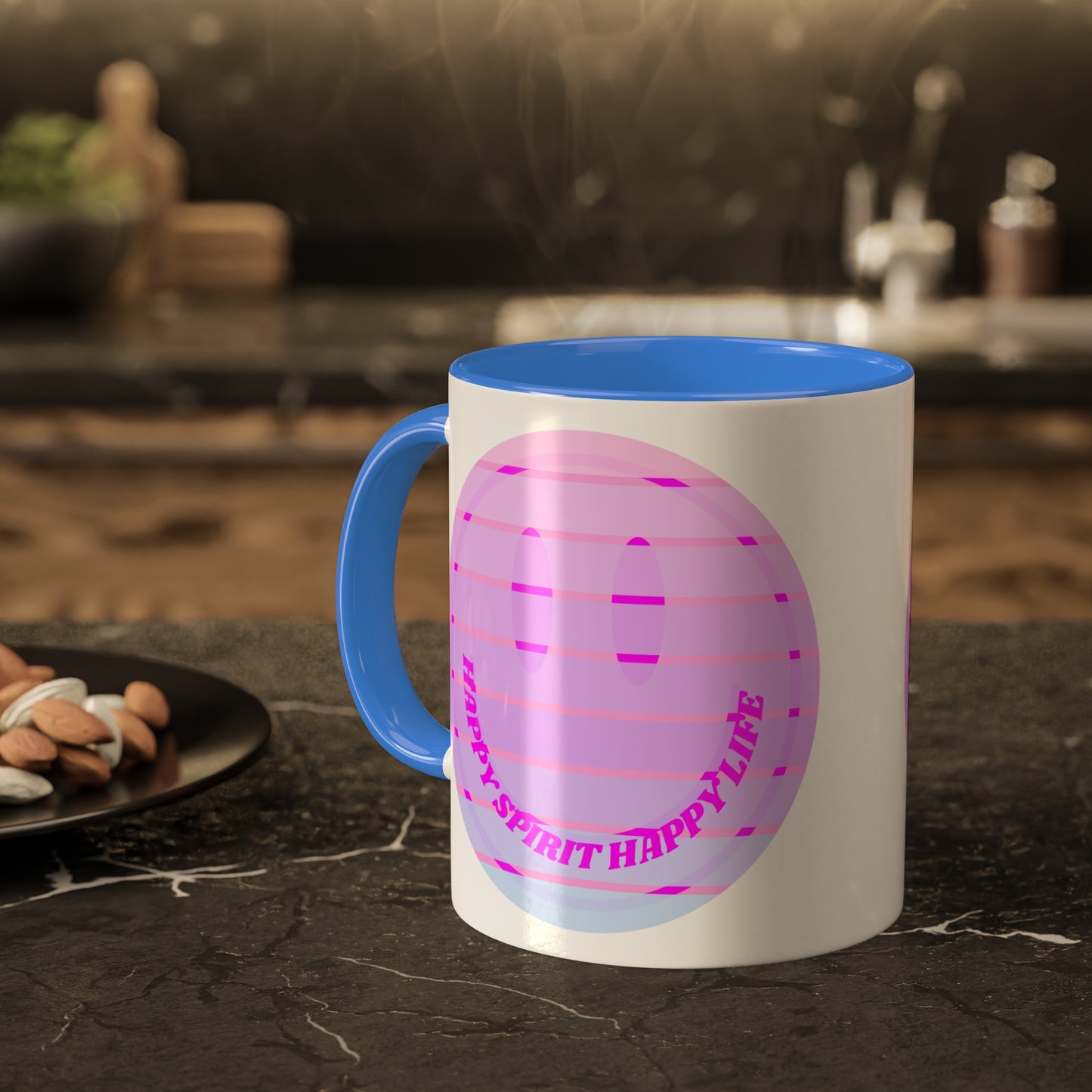 Retro Happy Spirit Happy Life Aesthetic Mug, Smile Face Mug, Trendy Coffee Mug, Tumblr Mug, Aesthetic Happy Life Gift, Aesthetic Mug