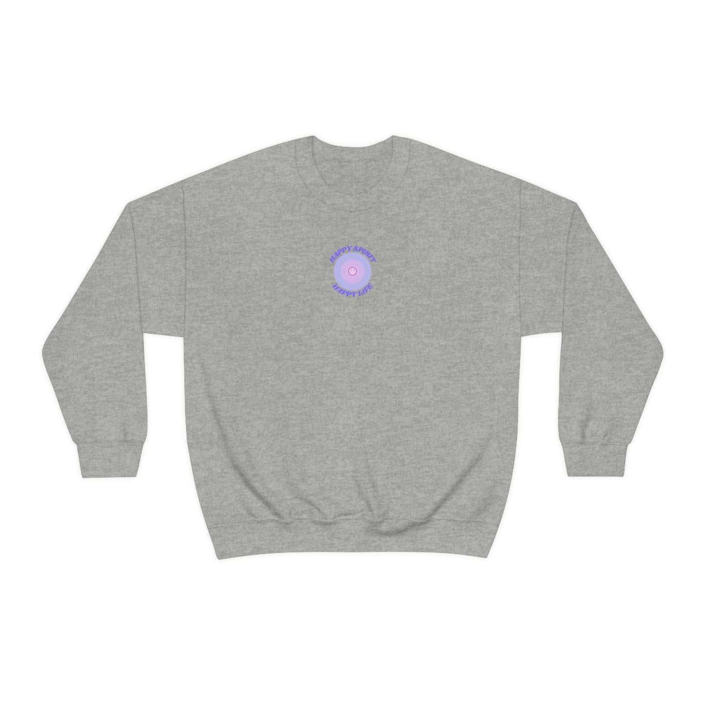 Retro Happy Spirit Happy Life Lavender Lilac Pink Smile Graphic Crewneck, VSCO Girl Sweatshirt, Tumblr Oversized Trendy Back Print Pullover