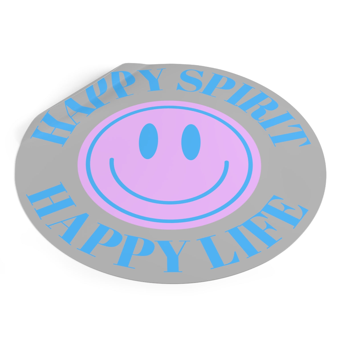 Happy Spirit Happy Life Round Vinyl Stickers, UV Smiley Stickers, Smile Sticker, Tumblr Retro Smile, VSCO Girl, Computer, Skateboard
