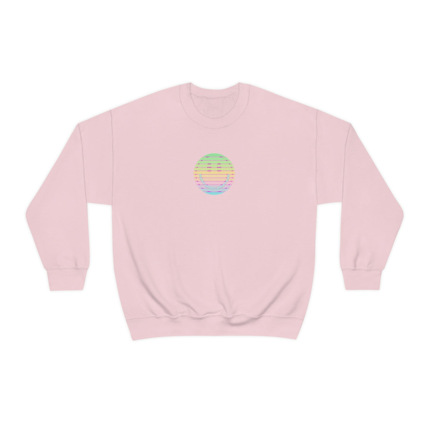 Happy Spirit Happy Life Sweatshirt, VSCO Girl Crewneck, Oversized Retro Font Graphic Tumblr, Front Print Smile Face Trendy Cover Up