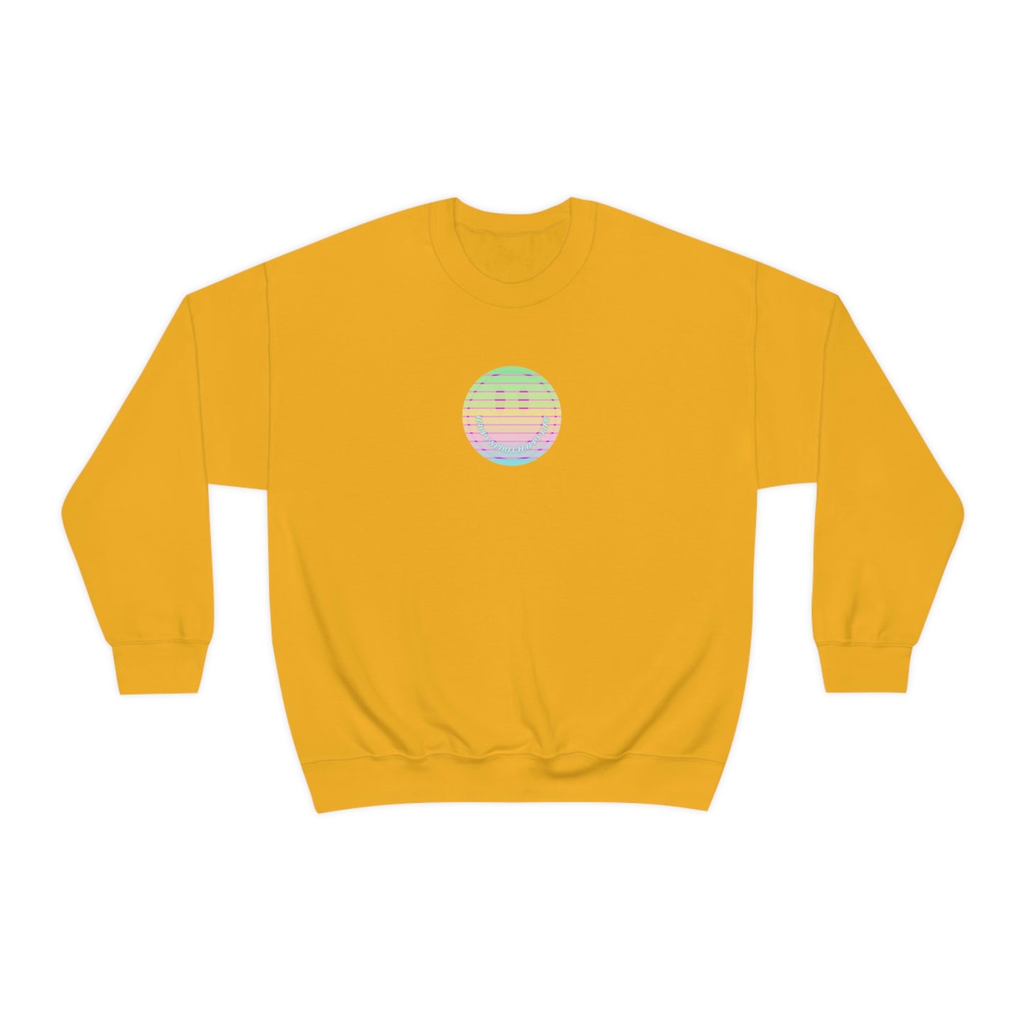 Happy Spirit Happy Life Sweatshirt, VSCO Girl Crewneck, Oversized Retro Font Graphic Tumblr, Front Print Smile Face Trendy Cover Up