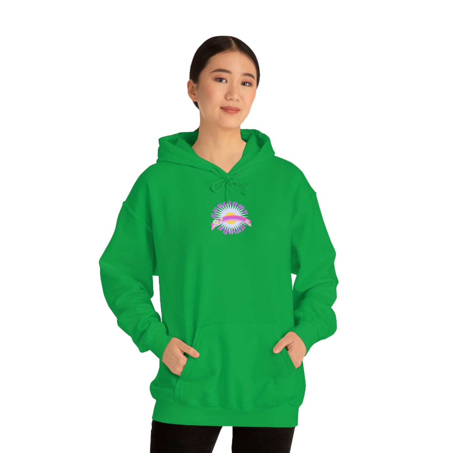 Retro Smile Flower Pink Purple Lavender Lilac Hoodie, Sunlight Squad Sweatshirt, Back Graphic Hoodie, VSCO Girl Oversized Trendy Tumblr Top