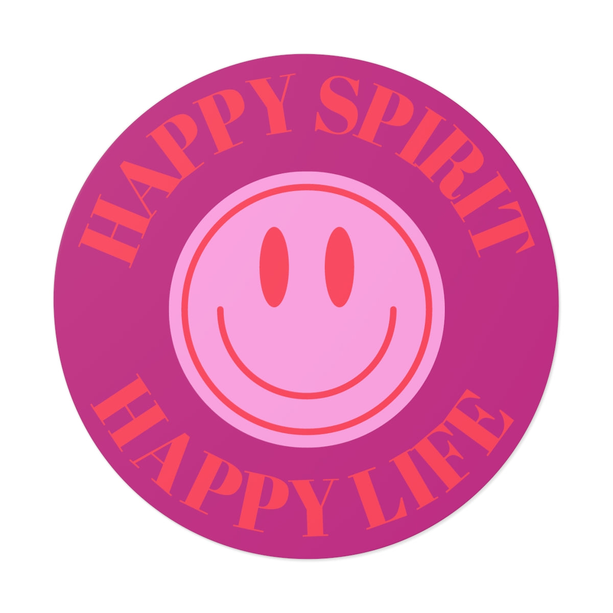 Happy Spirit Happy Life Round Vinyl Stickers, UV Smiley Stickers, Smile Sticker, Tumblr Retro Smile, VSCO Girl, Computer, Skateboard, Bumper