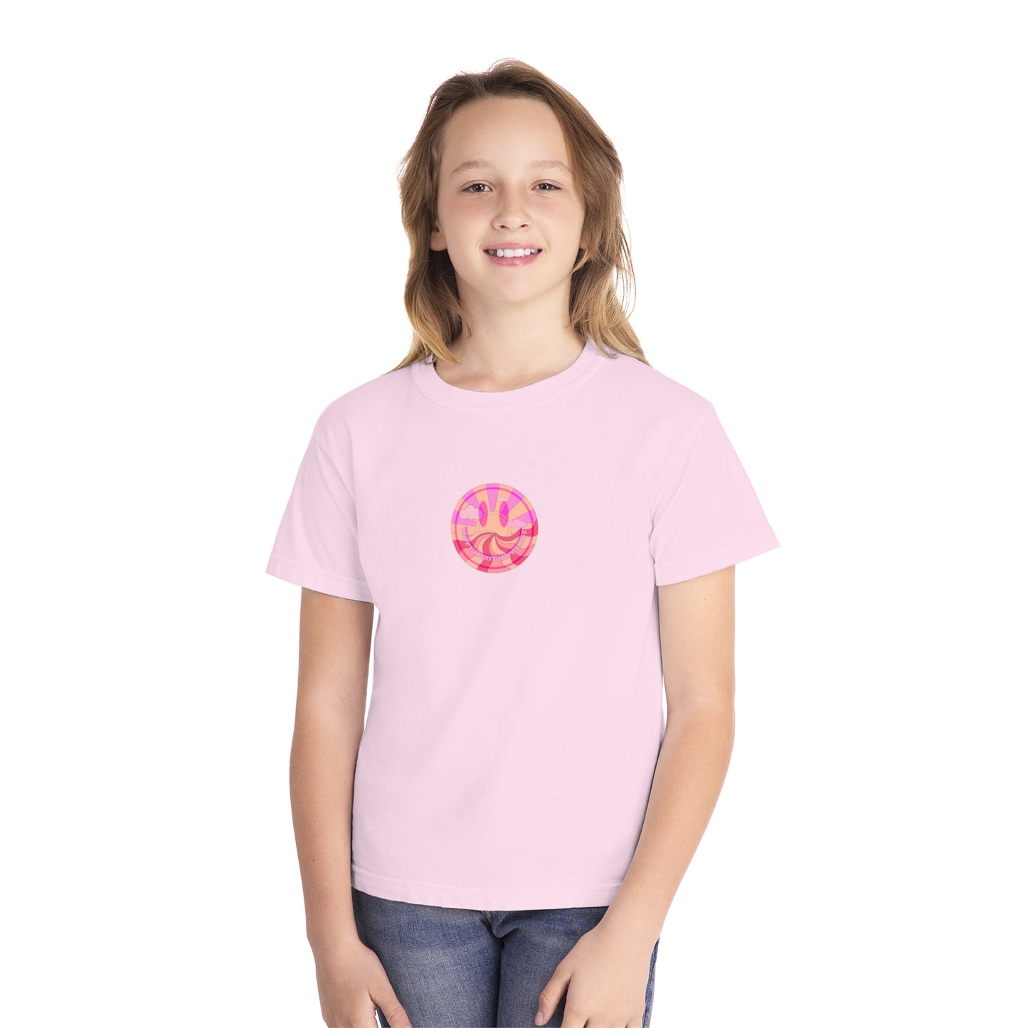 Kids Retro Smile T shirt, Youth Happy Spirit Happy Mind, Aesthetic t shirt, Graphic tee, Tumblr Tshirt, Trendy Oversized Comfort Colors Tee