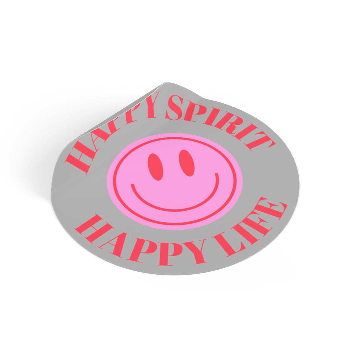 Happy Spirit Happy Life Round Vinyl Stickers, UV Smiley Stickers, Smile Sticker, Tumblr Retro Smile, VSCO Girl, Computer, Skateboard