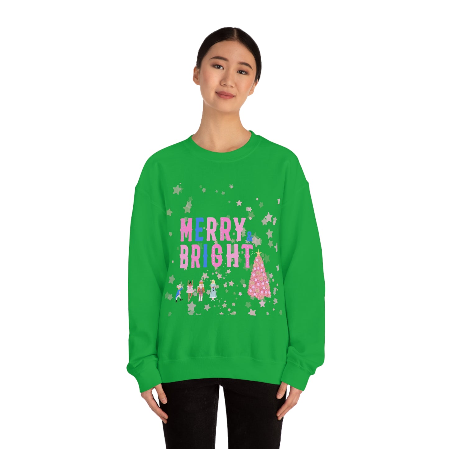 Pink Nutcracker Merry and Bright Minimalist Sweatshirt, Blue Nutcracker Sweatshirt, Trendy Christmas Sweatshirt, Pastel Xmas Crewneck