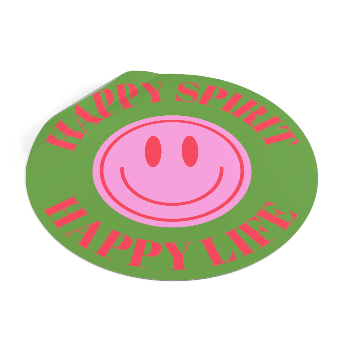 Happy Spirit Happy Life Round Vinyl Stickers, UV Smiley Stickers, Smile Sticker, Tumblr Retro Smile, VSCO Girl, Computer, Skateboard