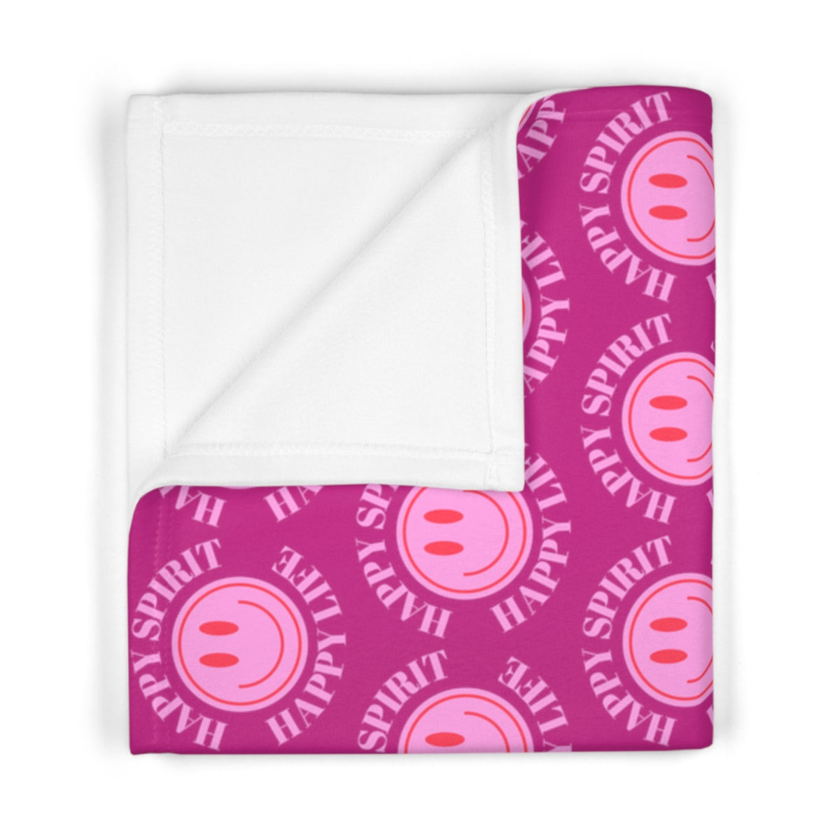 Happy Spirit Happy Life Pink Smile Aesthetic Baby Blanket, Pink Smile Blanket, Pink and Red Baby Positivity Binkie
