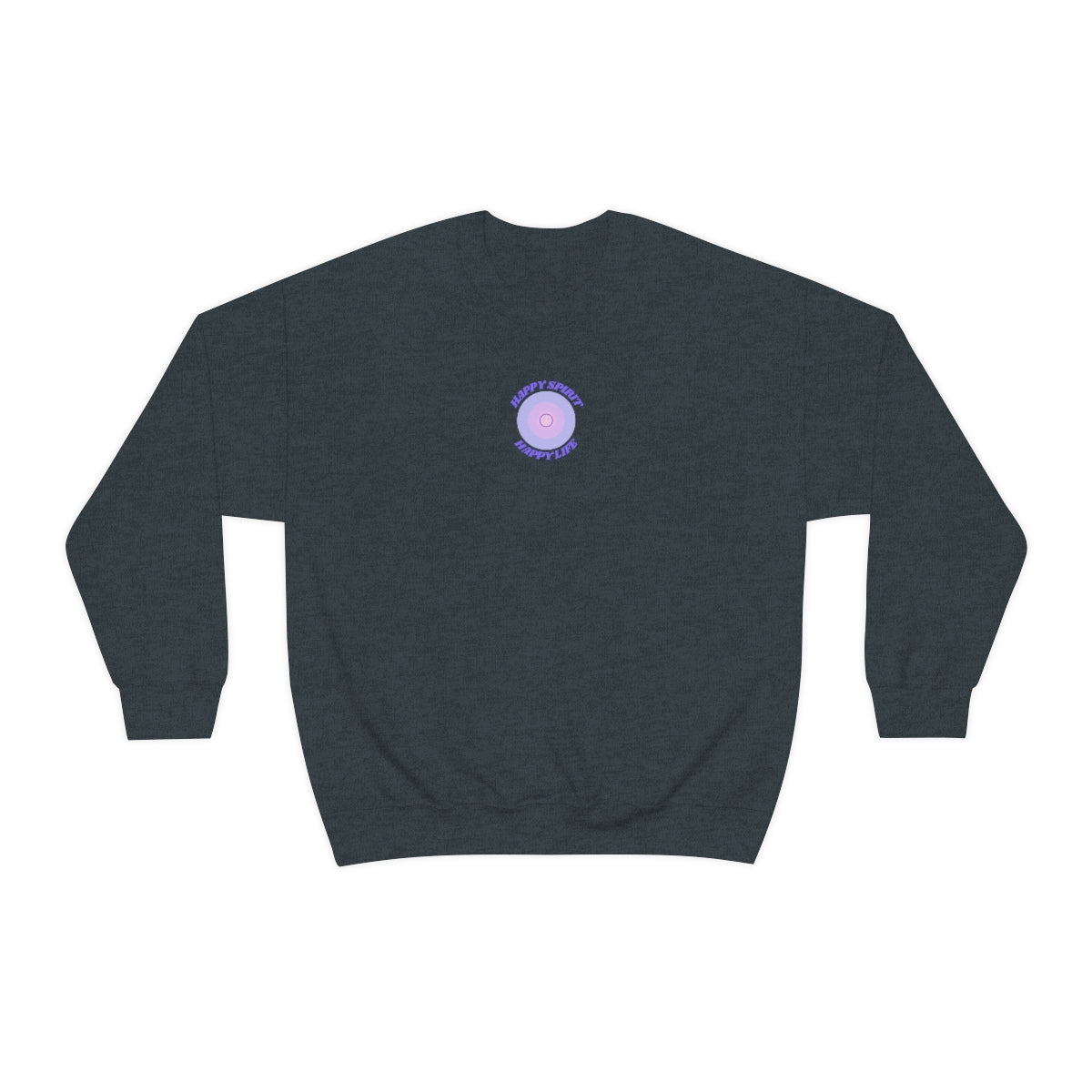 Retro Happy Spirit Happy Life Lavender Lilac Pink Smile Graphic Crewneck, VSCO Girl Sweatshirt, Tumblr Oversized Trendy Back Print Pullover
