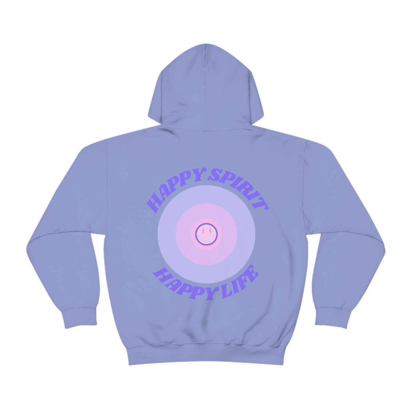 Retro Happy Spirit Happy Life Lavender Lilac Pink Smile Graphic Hoodie, VSCO Girl Sweatshirt, Tumblr Hoodie, Oversized Trendy Back Print Top