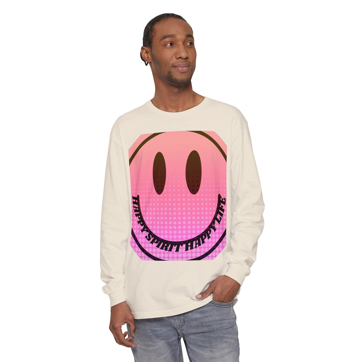 Aesthetic Long Sleeve Shirt, Smile Face Y2K Retro Shirt, 80's Style Smile Graphic, Comfort Colors Unisex Garment-dyed Long Sleeve T-Shirt