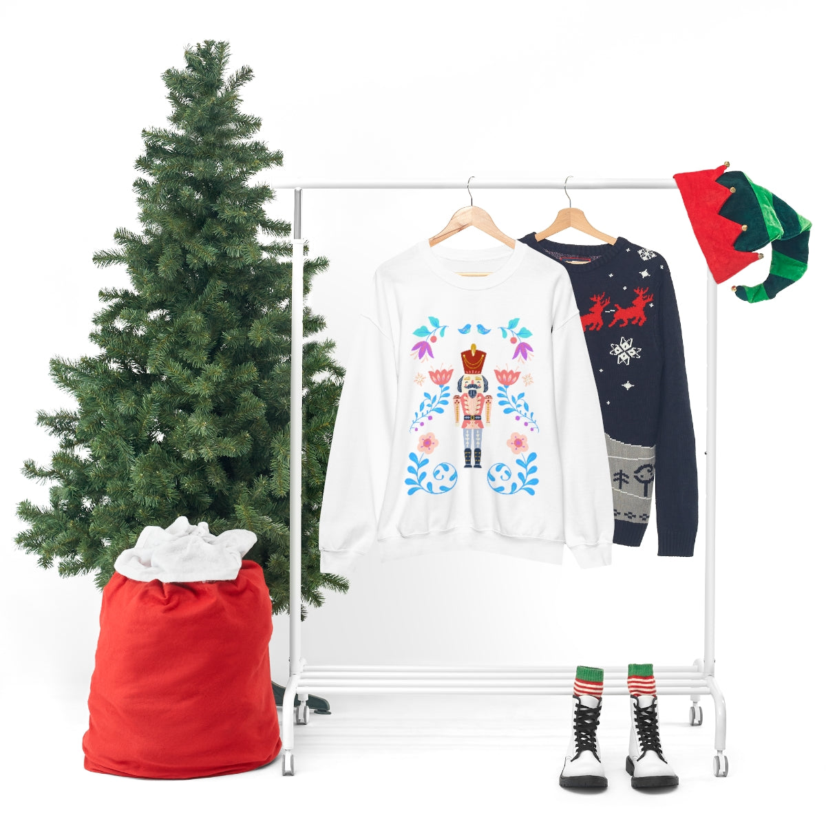 Nutcracker Modern Sweatshirt, Blue Nutcracker Sweatshirt, Trendy Christmas Minimalist Sweatshirt, Xmas Crewneck Bright Color Crewneck