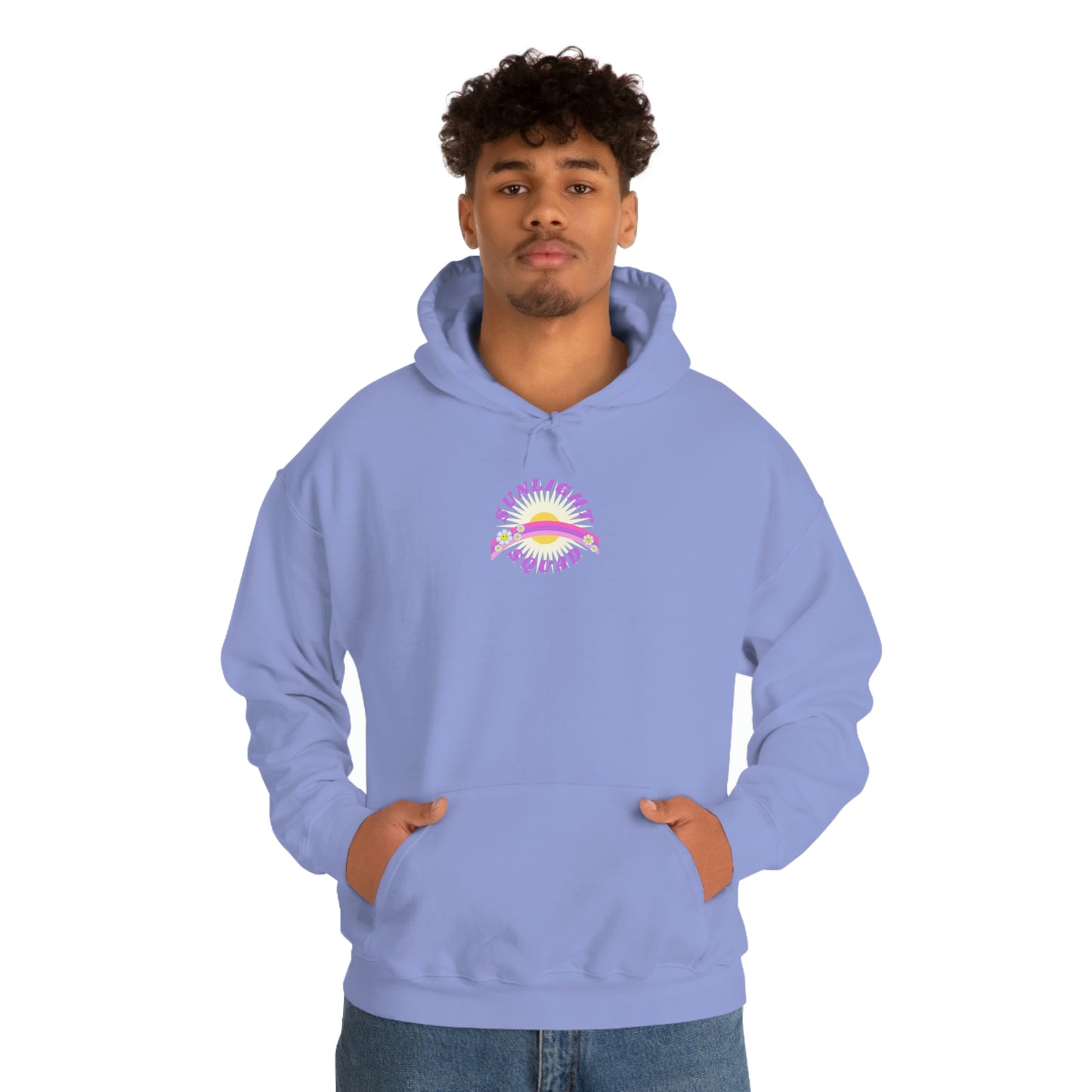 Retro Smile Flower Pink Purple Lavender Lilac Hoodie, Sunlight Squad Sweatshirt, Back Graphic Hoodie, VSCO Girl Oversized Trendy Tumblr Top