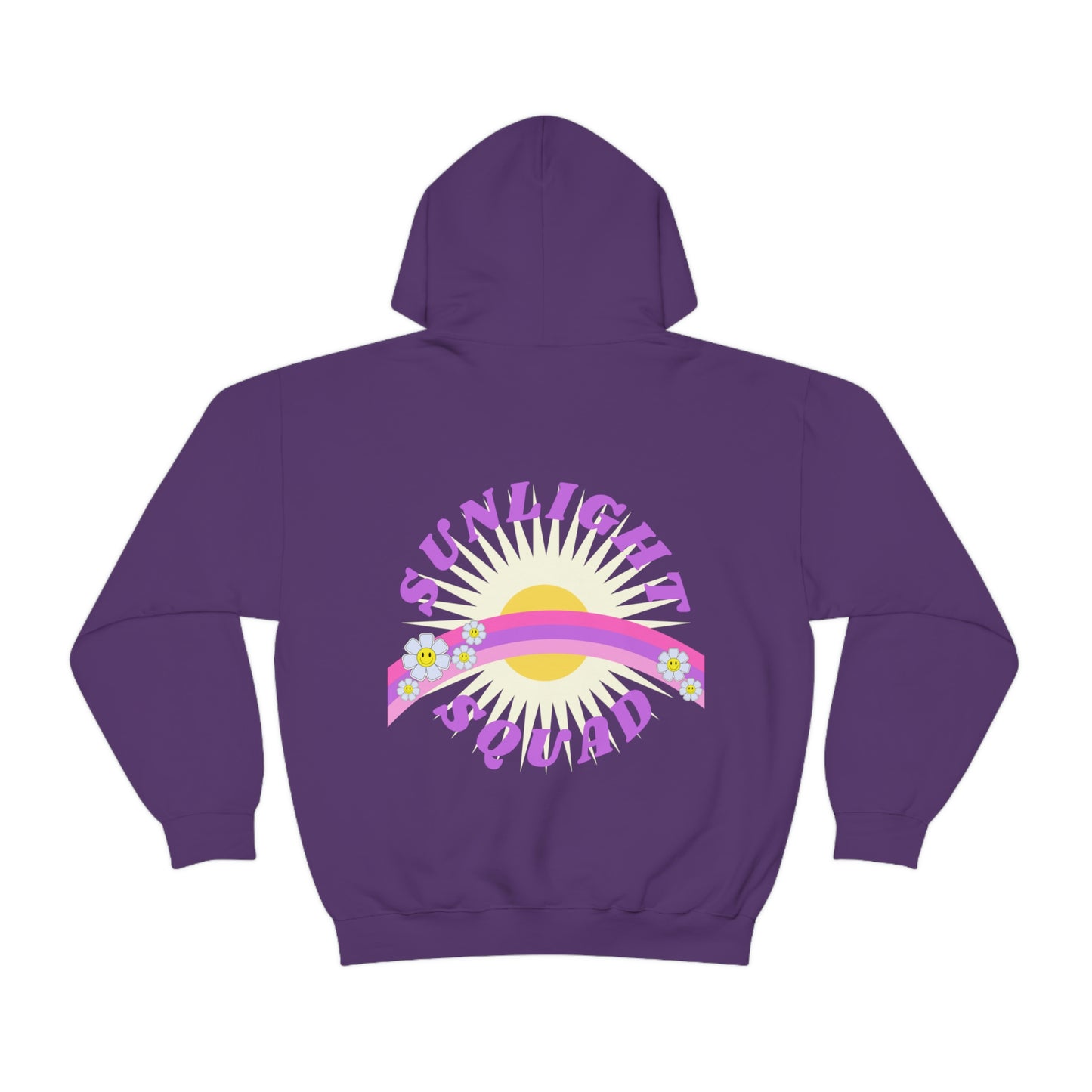 Retro Smile Flower Pink Purple Lavender Lilac Hoodie, Sunlight Squad Sweatshirt, Back Graphic Hoodie, VSCO Girl Oversized Trendy Tumblr Top