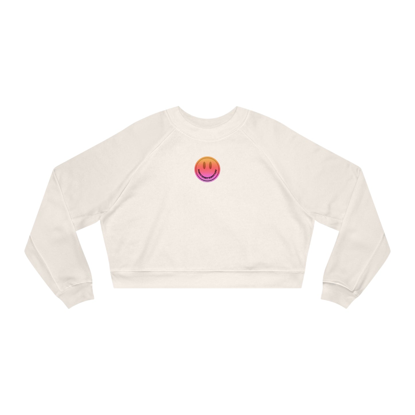 Aesthetic Cropped Sweatshirt, Smile Face Crop Top, Happy Spirit Happy Life Sunset Smile Cropped Top, Women's Cropped Fleece Pullover