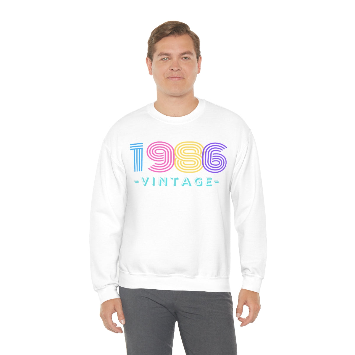 Personalized 1986 Vintage Retro Birthday or Special Date Crewneck Sweatshirt, Perfect Birthday Gift Sweatshirt, 80s style script