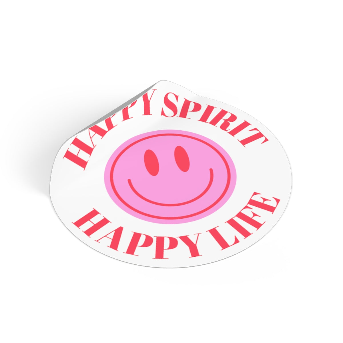 Happy Spirit Happy Life Round Vinyl Stickers, UV Smiley Stickers, Smile Sticker, Tumblr Retro Smile, VSCO Girl, Computer, Skateboard