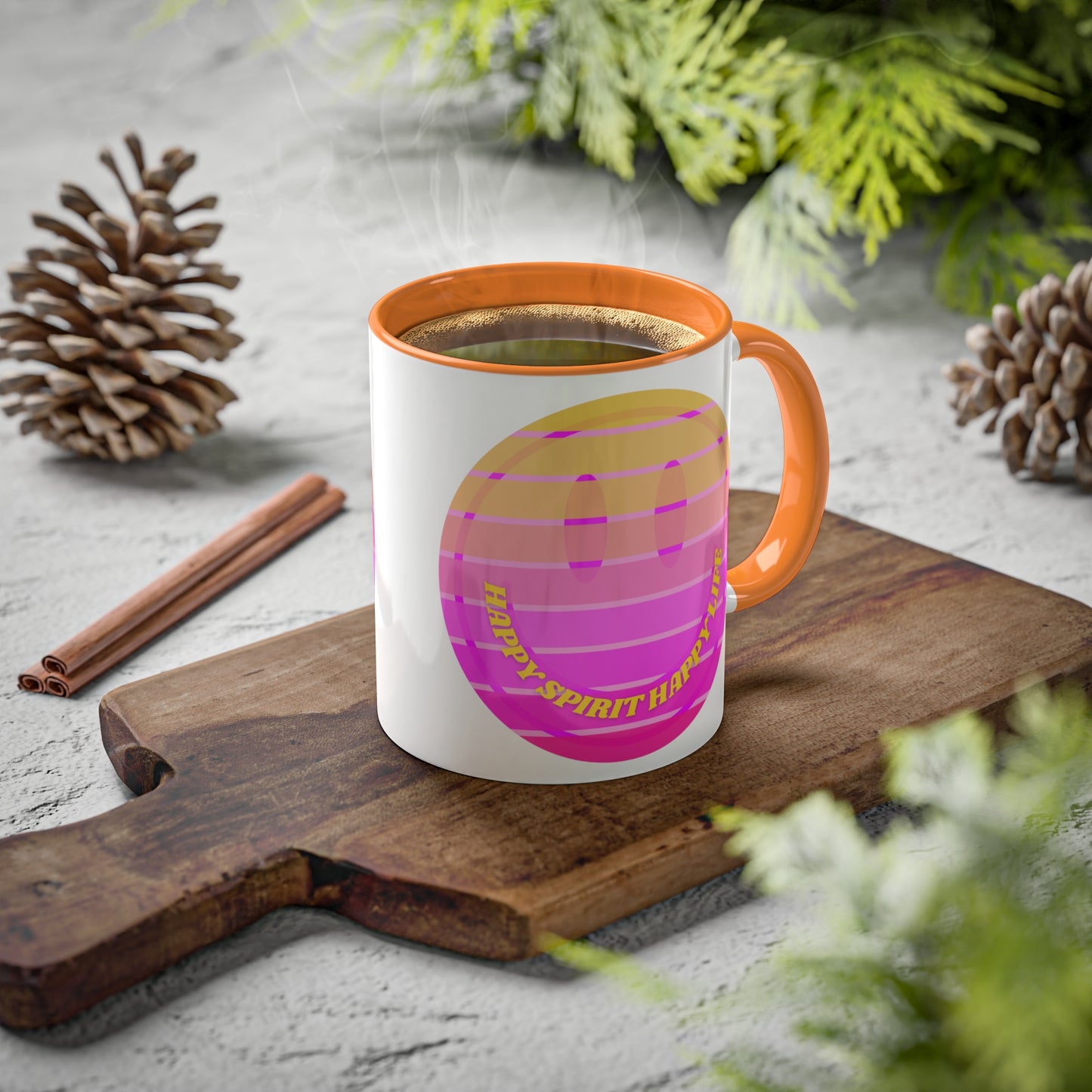 Retro Happy Spirit Happy Life Aesthetic Mug, Smile Face Mug, Trendy Coffee Mug, Tumblr Mug, Aesthetic Happy Life Gift, Aesthetic Mug