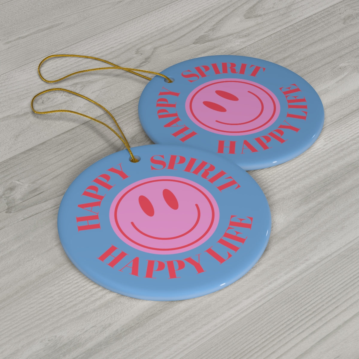 Holiday Ornament Happy Spirit Happy Life, Happiness Ornament, Modern Ornament, Smile Decoration, VSCO, Tumblr, Pink Smile, Retro Christmas