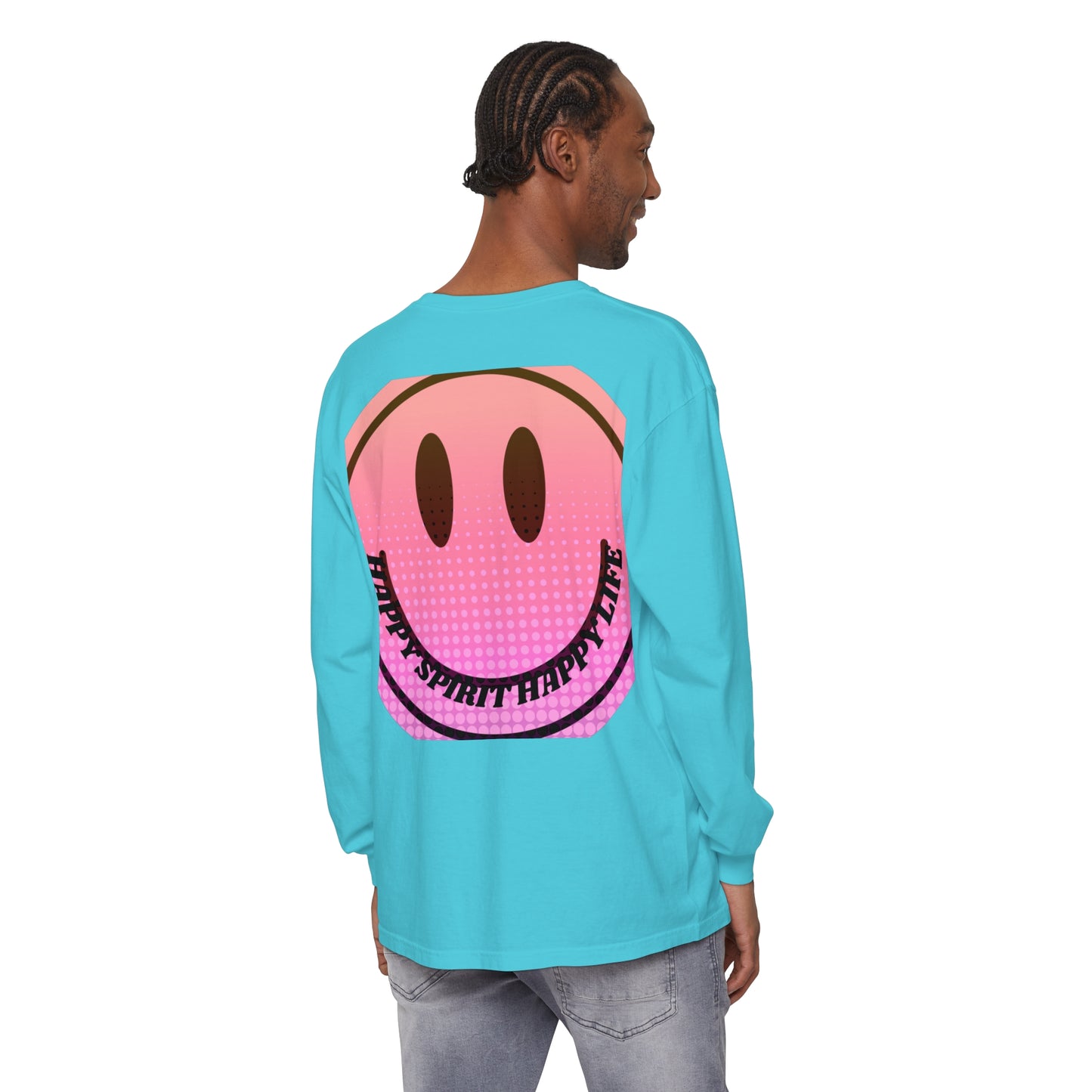 Aesthetic Long Sleeve Shirt, Smile Face Y2K Retro Shirt, 80's Style Smile Graphic, Comfort Colors Unisex Garment-dyed Long Sleeve T-Shirt