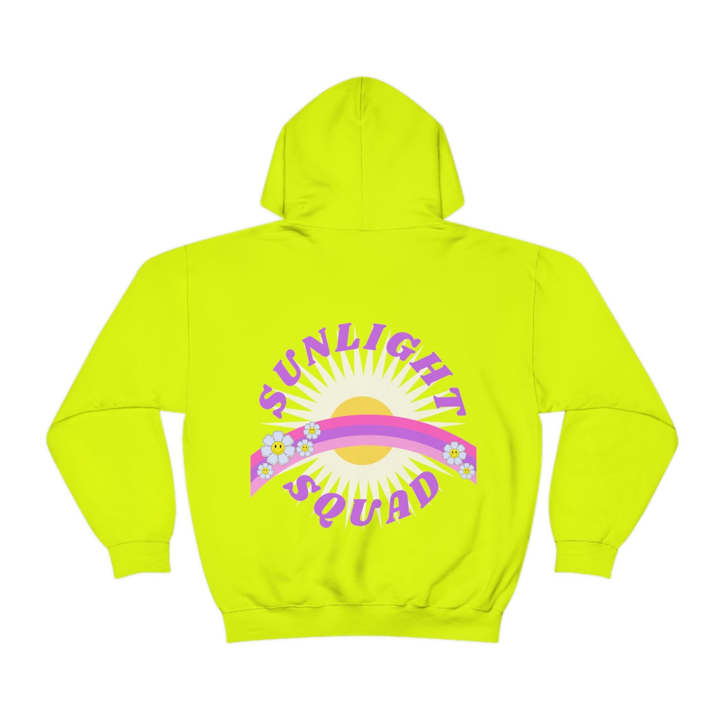 Retro Smile Flower Pink Purple Lavender Lilac Hoodie, Sunlight Squad Sweatshirt, Back Graphic Hoodie, VSCO Girl Oversized Trendy Tumblr Top