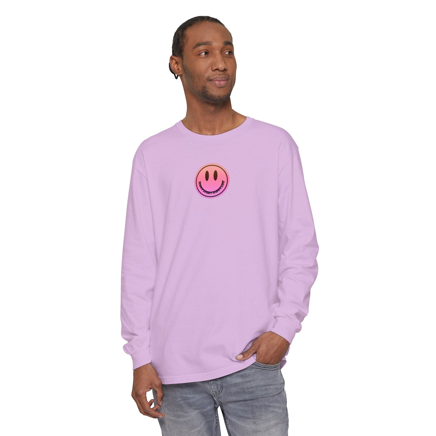 Aesthetic Long Sleeve Shirt, Smile Face Y2K Retro Shirt, 80's Style Smile Graphic, Comfort Colors Unisex Garment-dyed Long Sleeve T-Shirt