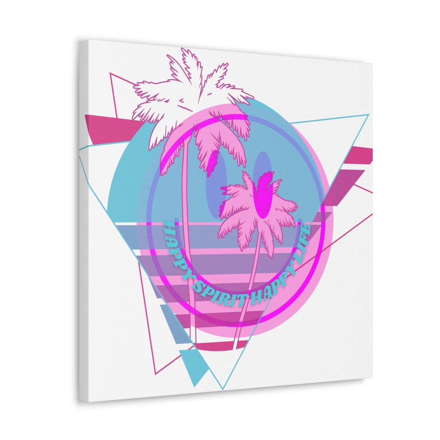 Smile Face Wall Art, Aesthetic Smile Face Gallery Canvas Wrap, Sunset Wall Art, Bedroom Wall Art, Pink Smile Decoration, Home Decoration