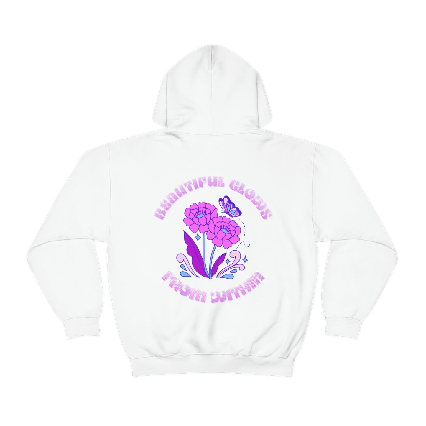 Beautiful Glows from Within Purple Flower Hoodie, Aesthetic Oversized Hoodie, Front Back Print Trendy Sweatshirt, Beach Lake Cover Up