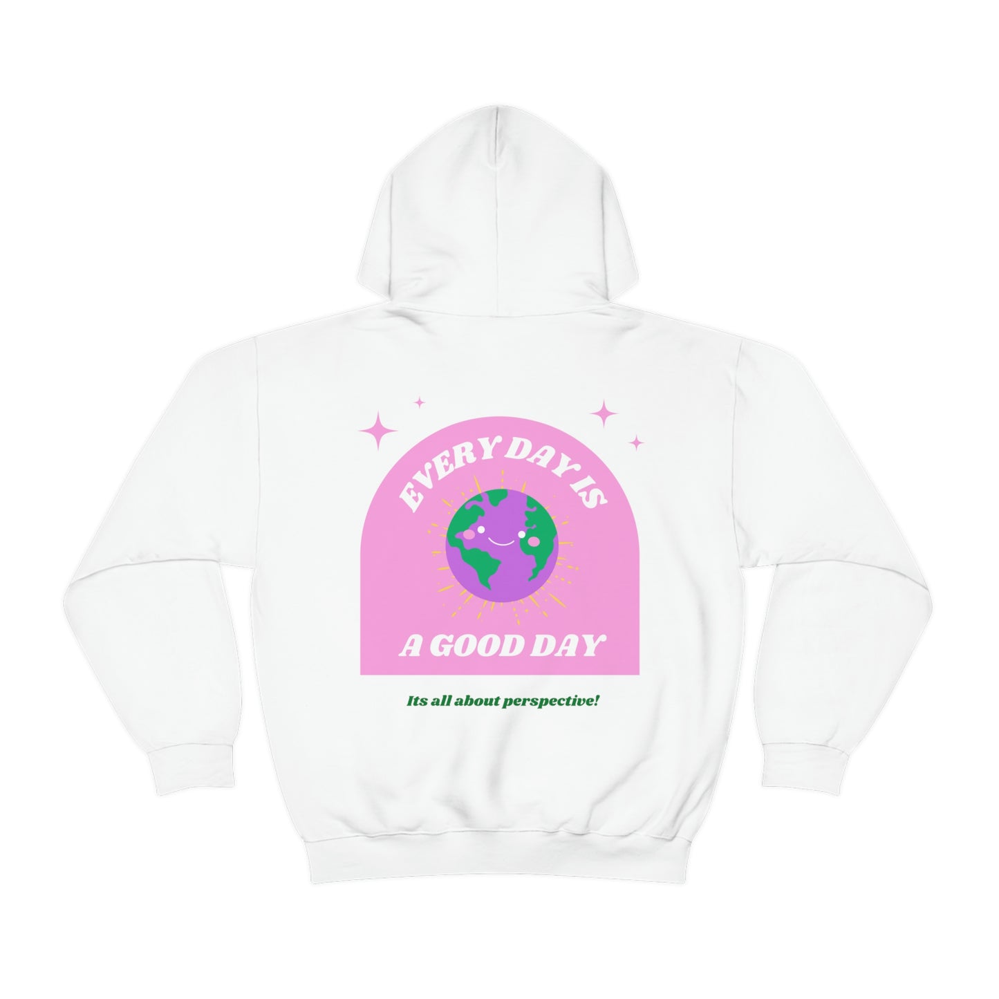 Retro Every Day is a Good Day, Its All About Perspective Earth Pink Purple Back Graphic Hoodie, VSCO Girl Oversized Trendy Tumblr Sweatshirt