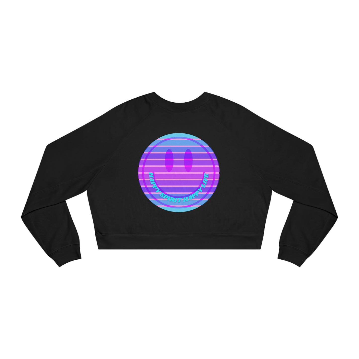 Copy of Aesthetic Cropped Sweatshirt, Smile Face Crop Top, Happy Spirit Happy Life Sunset Smile Cropped Top, Women's Cropped Fleece Pullover