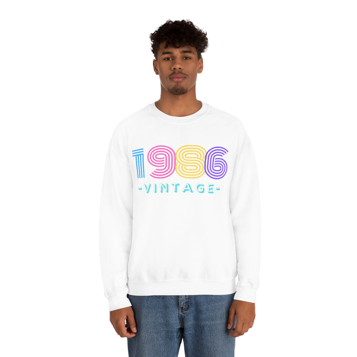 Personalized 1986 Vintage Retro Birthday or Special Date Crewneck Sweatshirt, Perfect Birthday Gift Sweatshirt, 80s style script