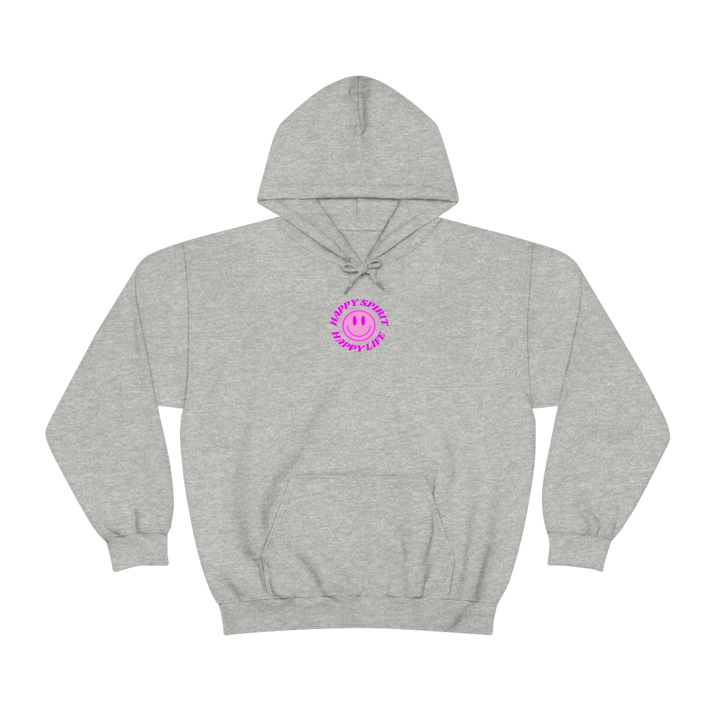 Happy Spirit Happy Life Sweatshirt, Gildan Retro Font Hoodie, Oversized Hoodie, Back Print Trendy Sweatshirt, Beach Cover Up, Lake Cover Up