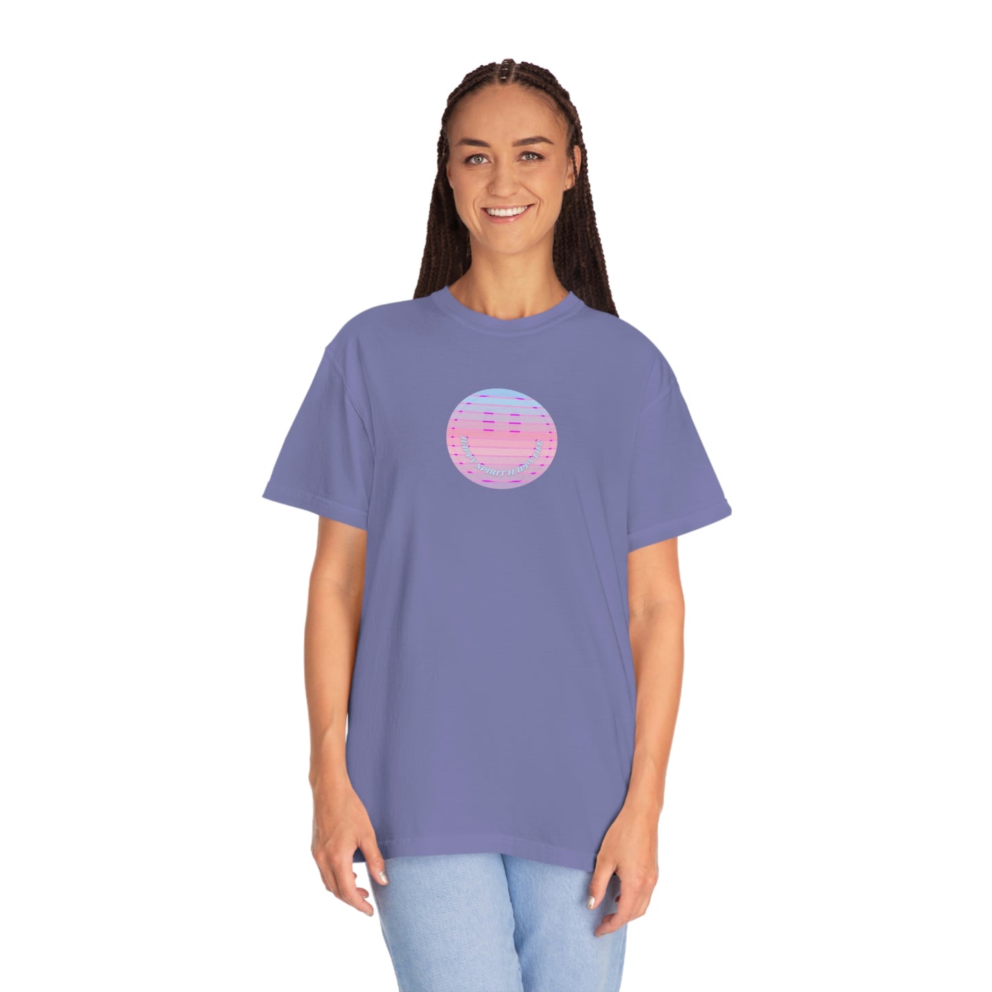 Aesthetic Retro Smile Lilac Tshirt, Happy Spirit Happy Mind, Aesthetic t shirt, Graphic Tumblr Tshirt, Trendy Oversized Vintage Style Tee
