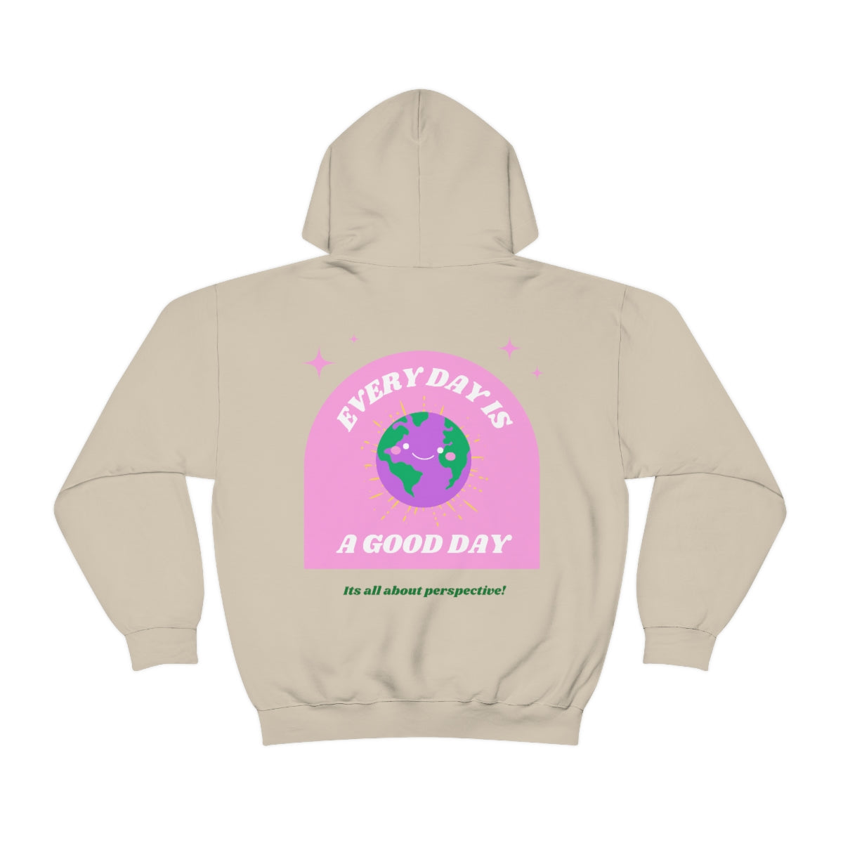 Retro Every Day is a Good Day, Its All About Perspective Earth Pink Purple Back Graphic Hoodie, VSCO Girl Oversized Trendy Tumblr Sw