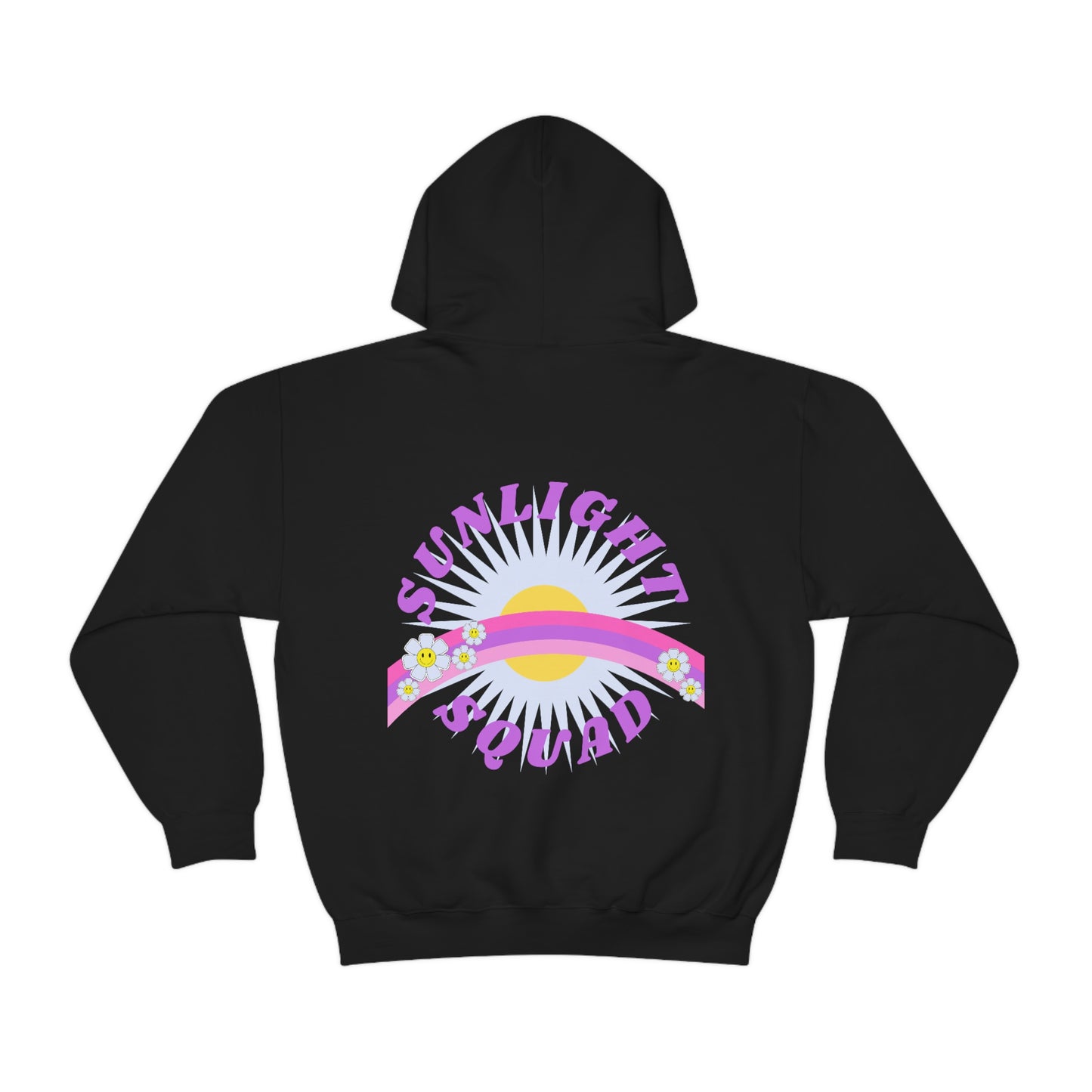 Retro Smile Flower Pink Purple Lavender Lilac Hoodie, Sunlight Squad Sweatshirt, Back Graphic Hoodie, VSCO Girl Oversized Trendy Tumblr Top